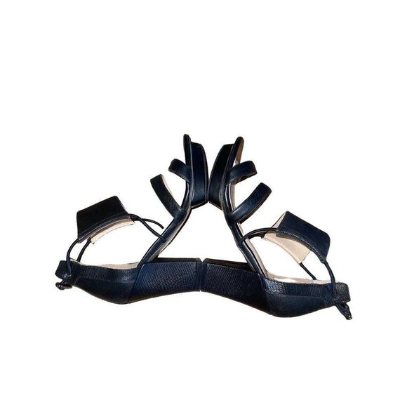 All Black Leather Strappy Heels Sandals - Picture 4 of 16